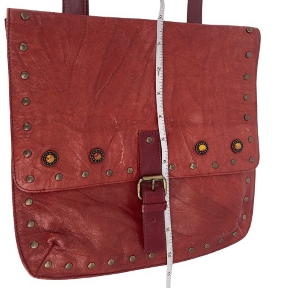 Carmen Steffens Red Studded Leather Crossbody Bag Adjustable Strap - Picture 14 of 15